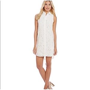 CeCe Ivory Lace‎ Button Down Lined Mini Dress in Size Medium